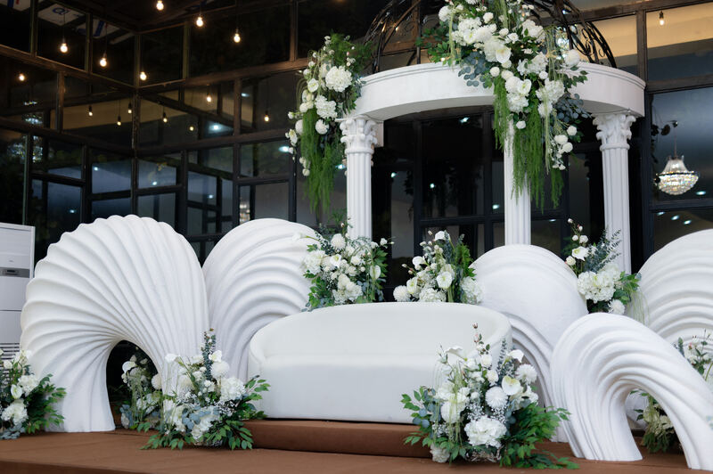 Wedding reception setup at The Enchanted Hall